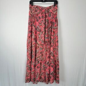 NWT Anandas Collection Coral Paisley Pants Womens L Elastic Waist Boho Flowy